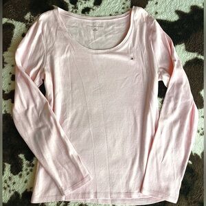 Tommy Hilfiger Womens L Top Pink Long Sleeve Cotton Tee Shirt pullover